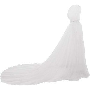 Women Wedding Tulle Cape Hooded Elven Cloak Bridal Dress Robe with Long Train